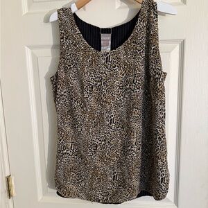 Vintage Chico's Animal Print Tank Top - Black and Brown